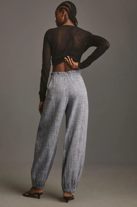 Anthropologie Pilcro Slub Twill Parachute Pants – back on model blue