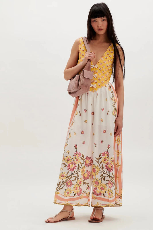 Free People Bali Honeydew Jumpsuit – front on model multicolor