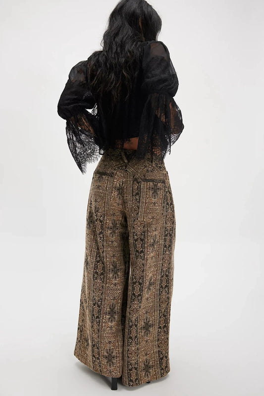 Free People Dahlia Wide-Leg Pants – back on model brown