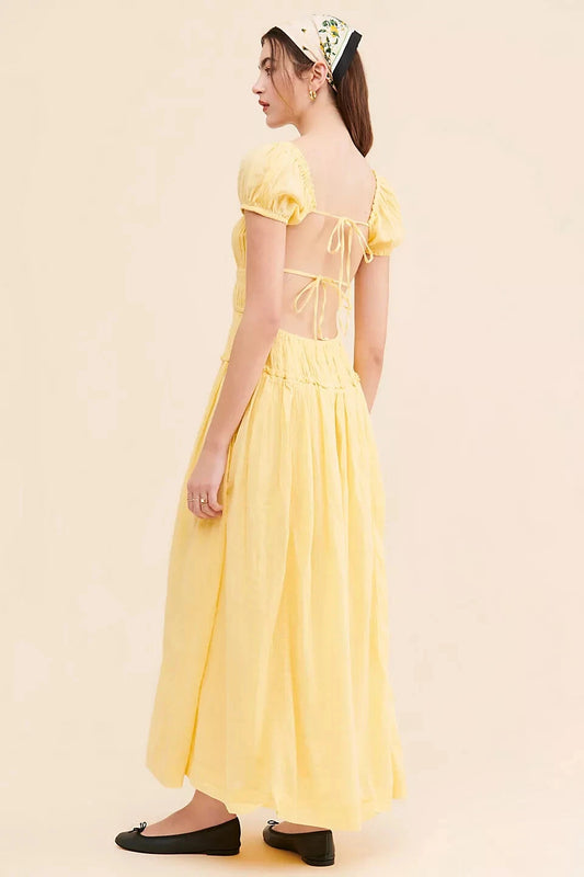 Free People Free-est Feeling Bonita Midi Dress – back on model yellow