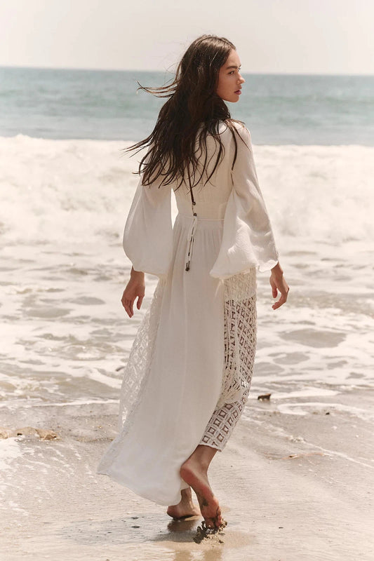 Free People Hazel Maxi Dress – back on model ivory