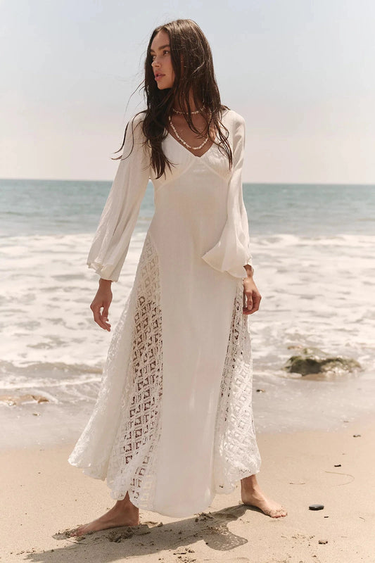 Free People Hazel Maxi Dress – front on model ivory