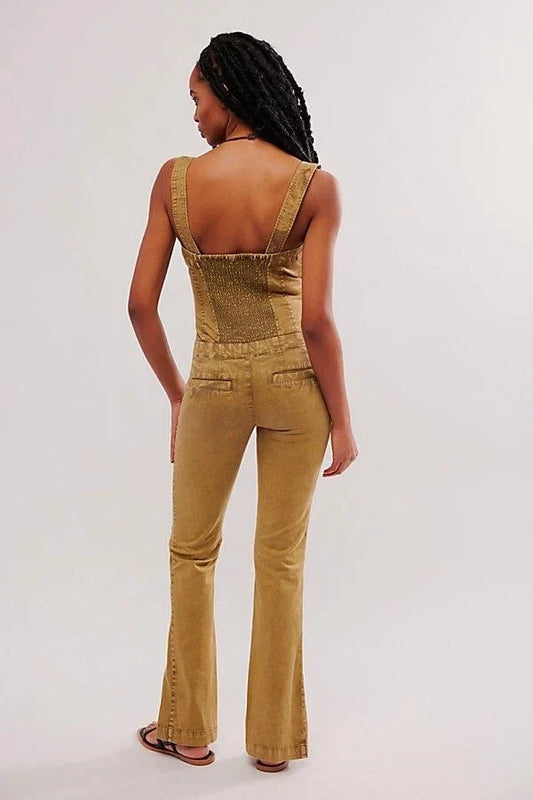 Free People Lucky Day One-Piece – back on model brown