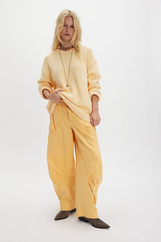 Free People Onset Pants - front view on model yellow