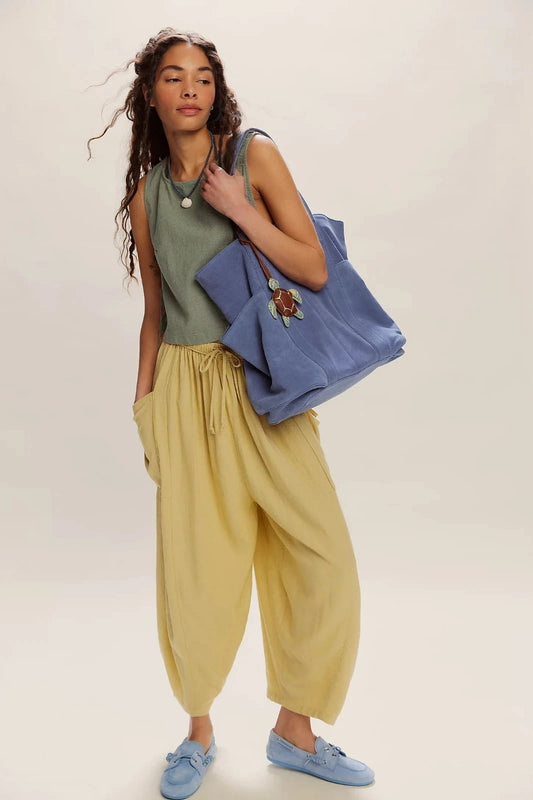 Free People Quinn Pants – front on model yellow