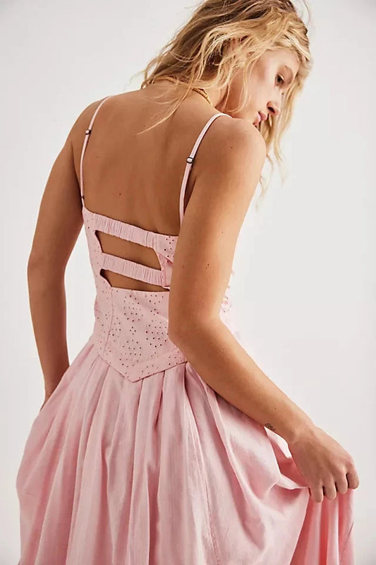 Free People Salvador Midi Dress – back on model pink