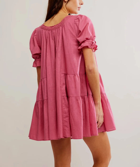 Free People Sandy Shores Babydoll Dress – back on model pink