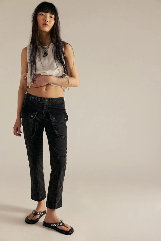 Free People We The Free Hot In It Moto Pants – front on model black