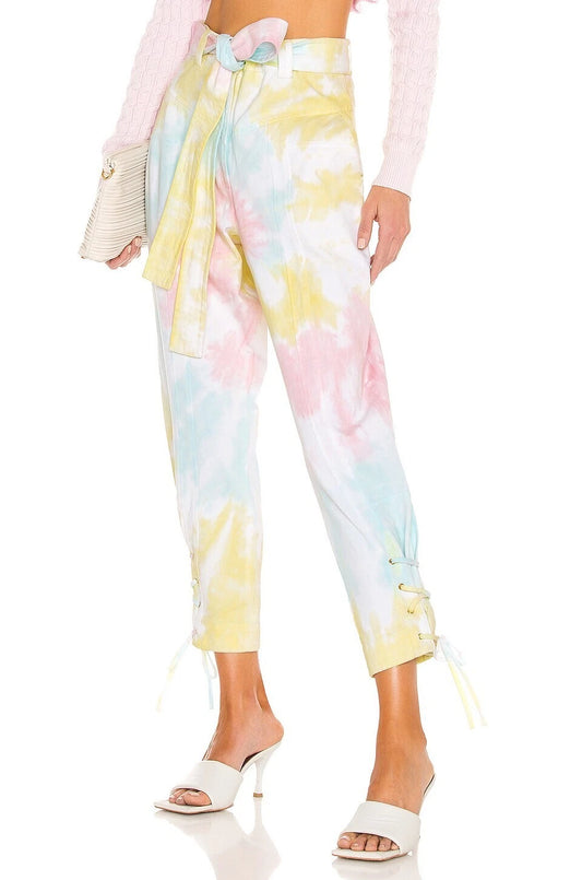 LoveShackFancy Tao Pant – front on model multicolor