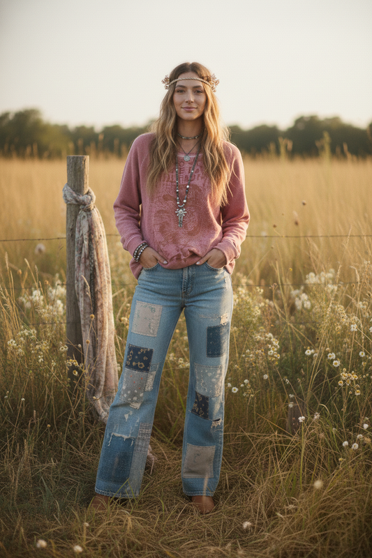 Magnolia Pearl Love La Pasion Sweatshirt Top – front on model pink