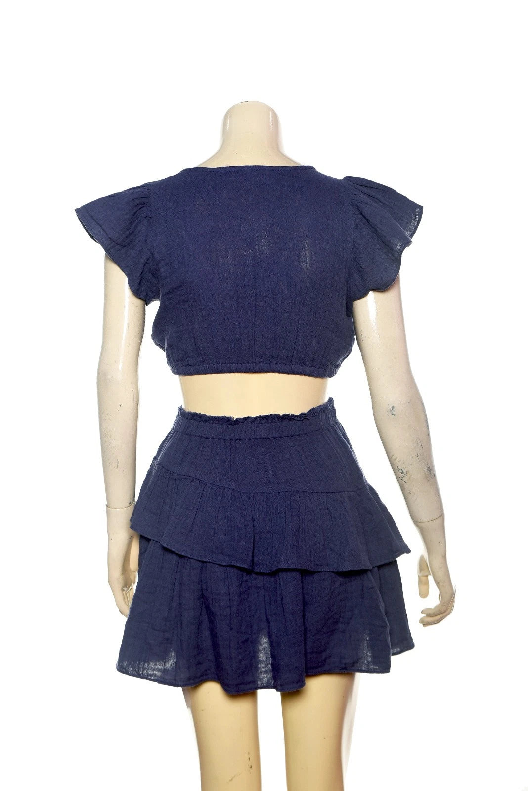 LoveShackFancy Audrina Mini Dress – back view blue