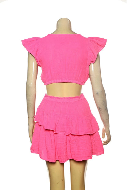 LoveShackFancy Audrina Mini Dress – back view pink