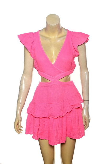 LoveShackFancy Audrina Mini Dress – front view pink