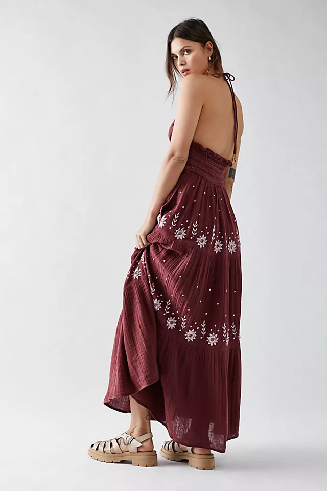 Free people Real Love Embroidered Midi Dress