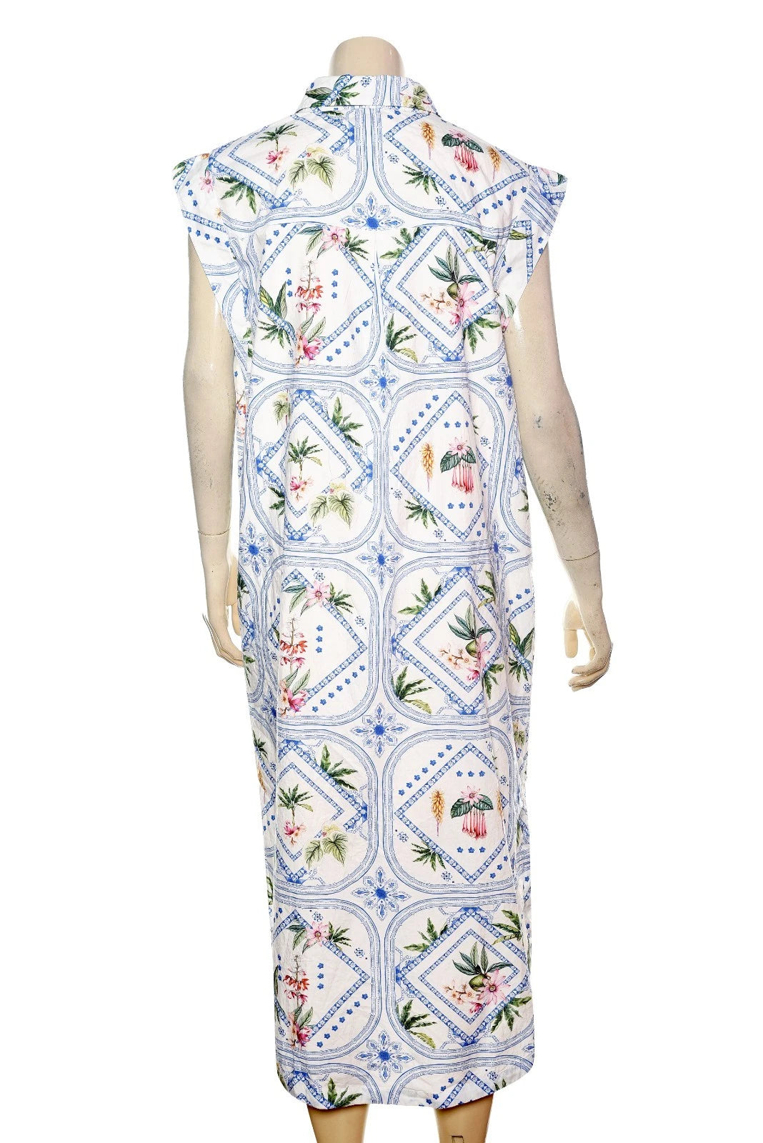 Anthropologie Maeve The Lillian Button-Front Midi Dress – back view white