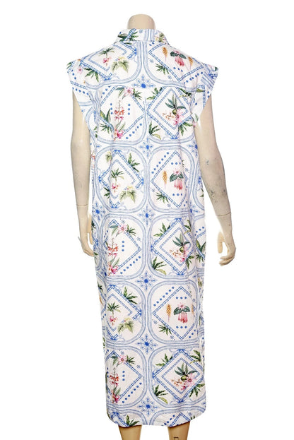 Anthropologie Maeve The Lillian Button-Front Midi Dress – back view white