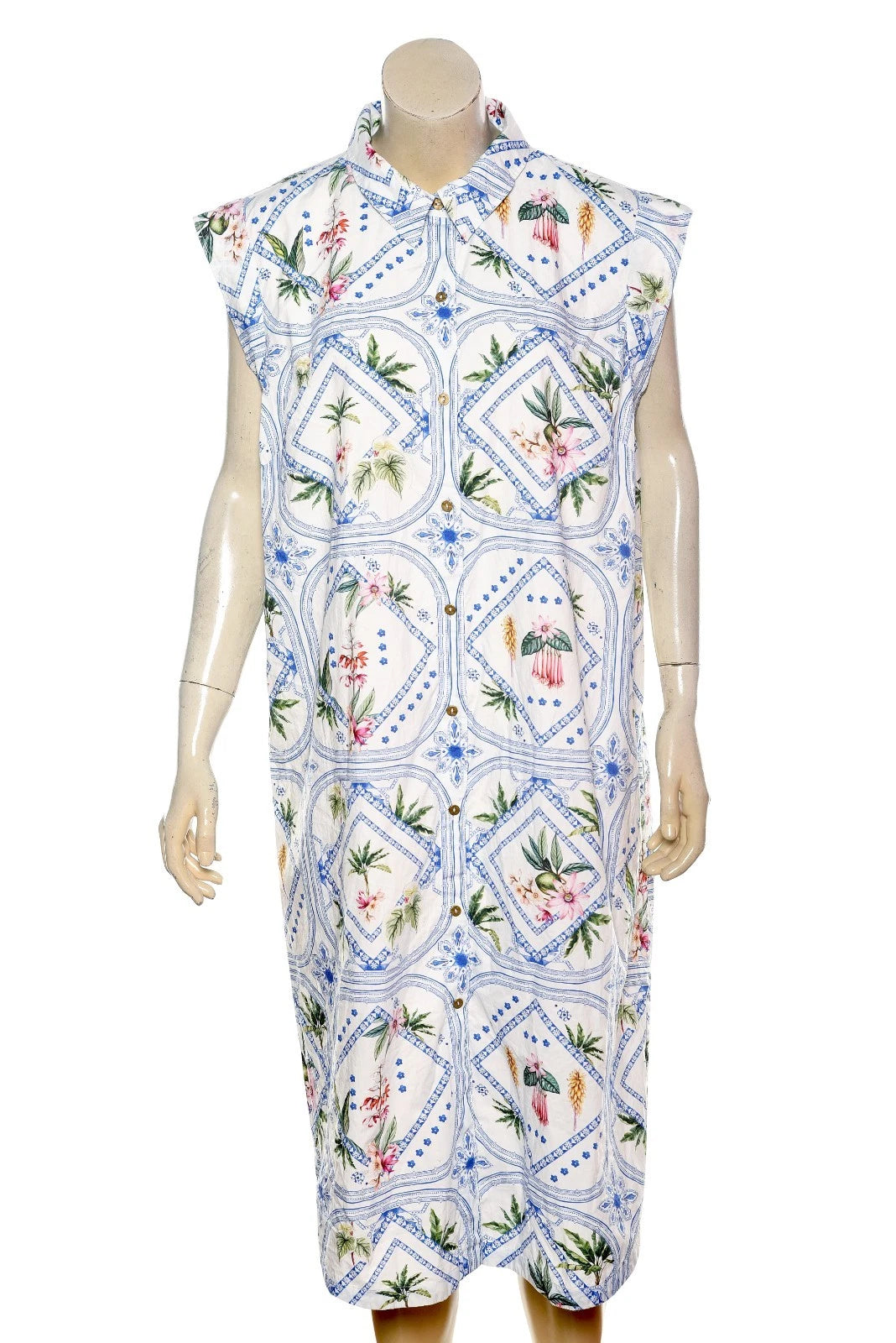 Anthropologie Maeve The Lillian Button-Front Midi Dress – front view white