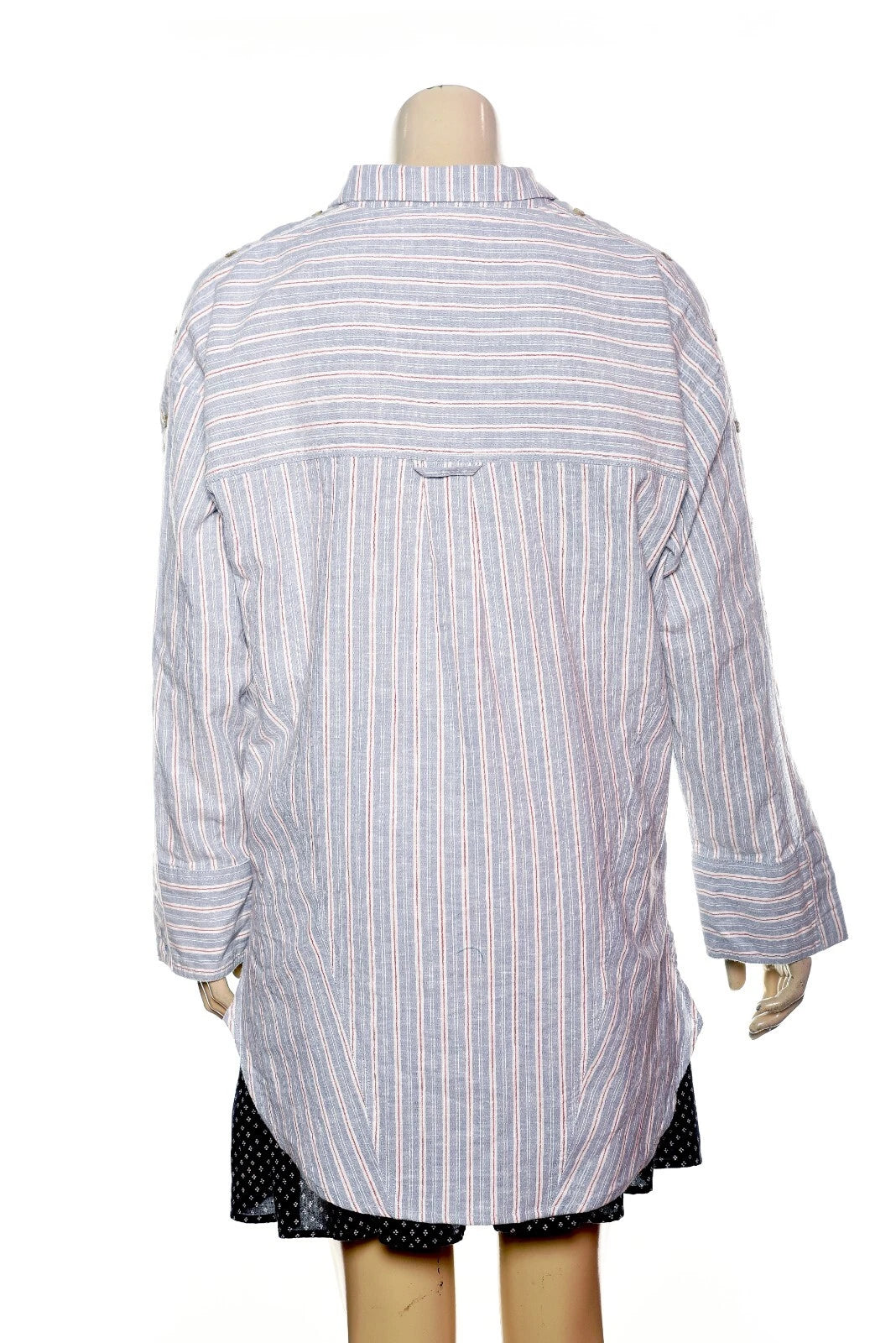 Anthropologie Pilcro Button-Sleeve Buttondown Shirt – back view blue