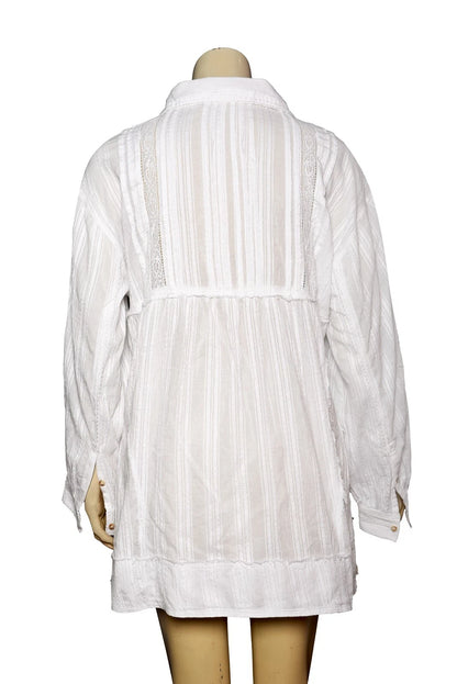 Anthropologie Pilcro Collared Pintuck Blouse – back view white