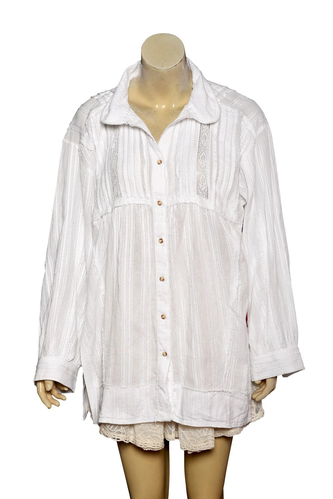 Anthropologie Pilcro Collared Pintuck Blouse – front view white