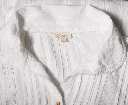 Anthropologie Pilcro Collared Pintuck Blouse – label size white