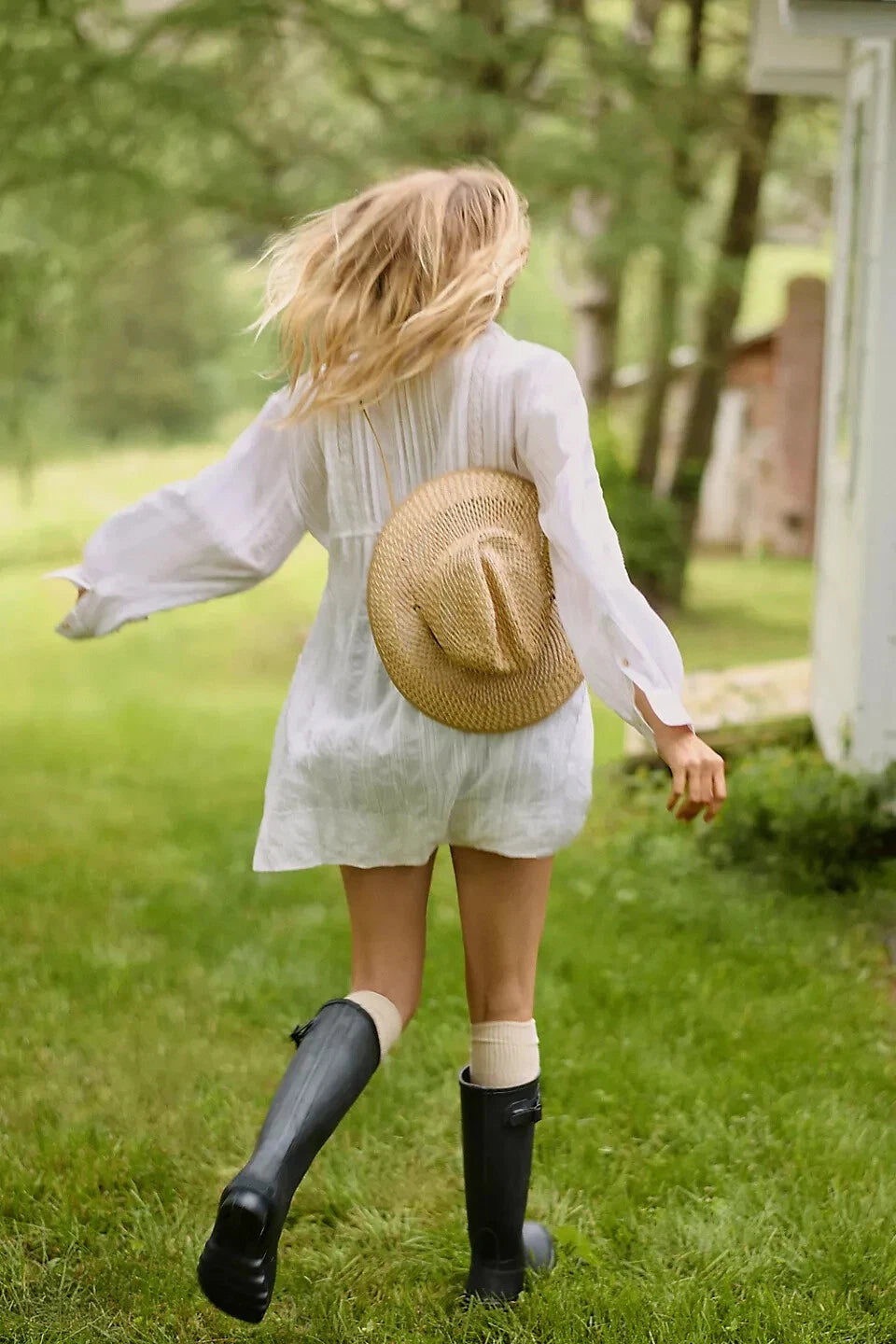 Anthropologie Pilcro Collared Pintuck Blouse – back on model white