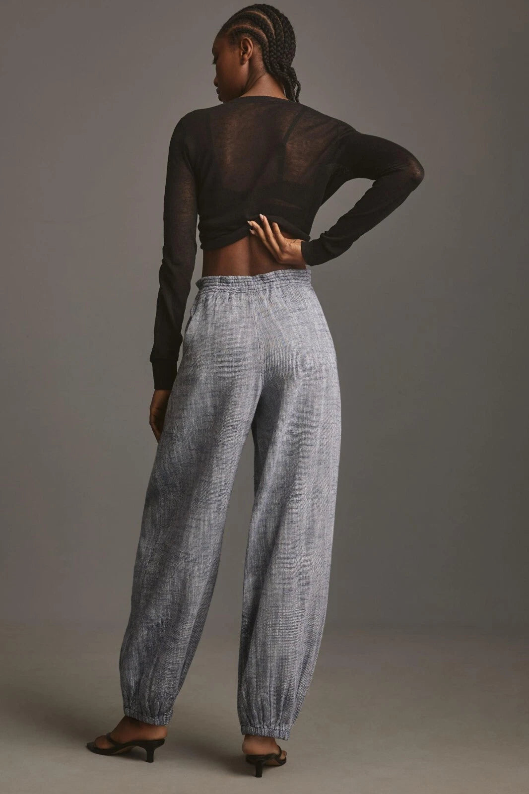 Anthropologie Pilcro Slub Twill Parachute Pants – back on model blue