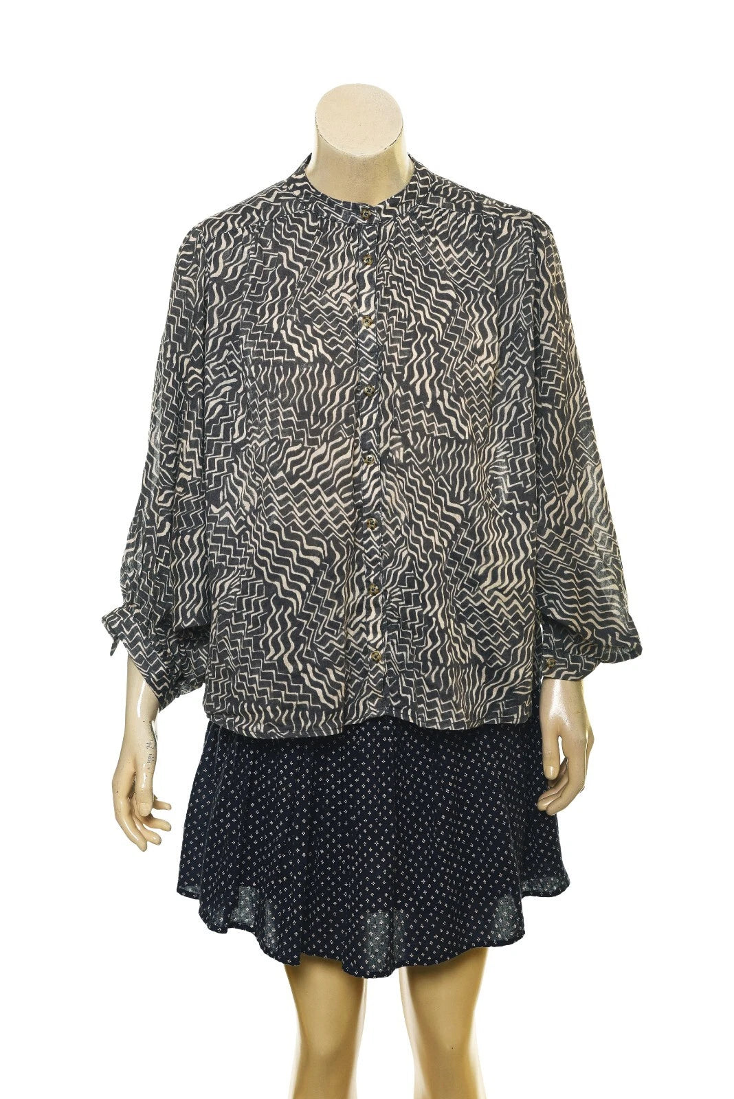 Anthropologie The Sidney Batwing Blouse – front view gray