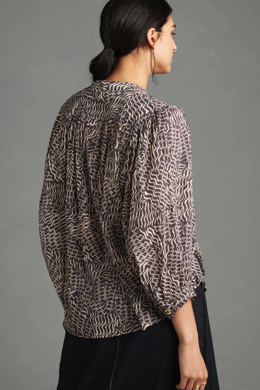 Anthropologie The Sidney Batwing Blouse – back on model gray
