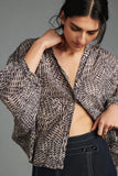 Anthropologie The Sidney Batwing Blouse – front on model gray
