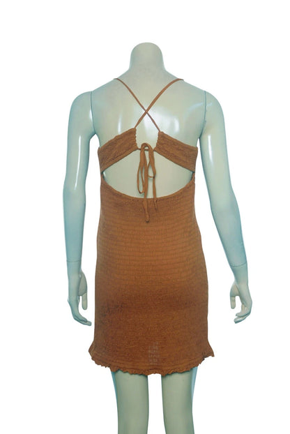 Anthropologie The Ellen Mini Dress – back view brown