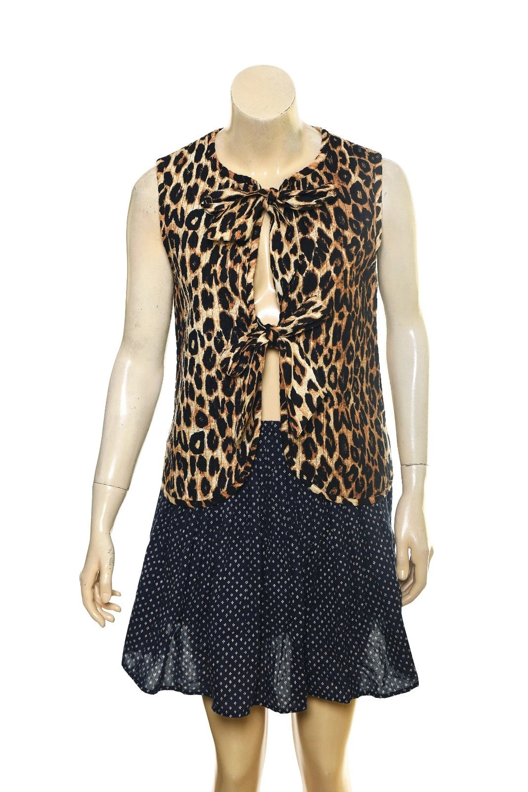 Damson Madder Tilly Leopard Gilet – front view black