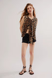Damson Madder Tilly Leopard Gilet – front on model black
