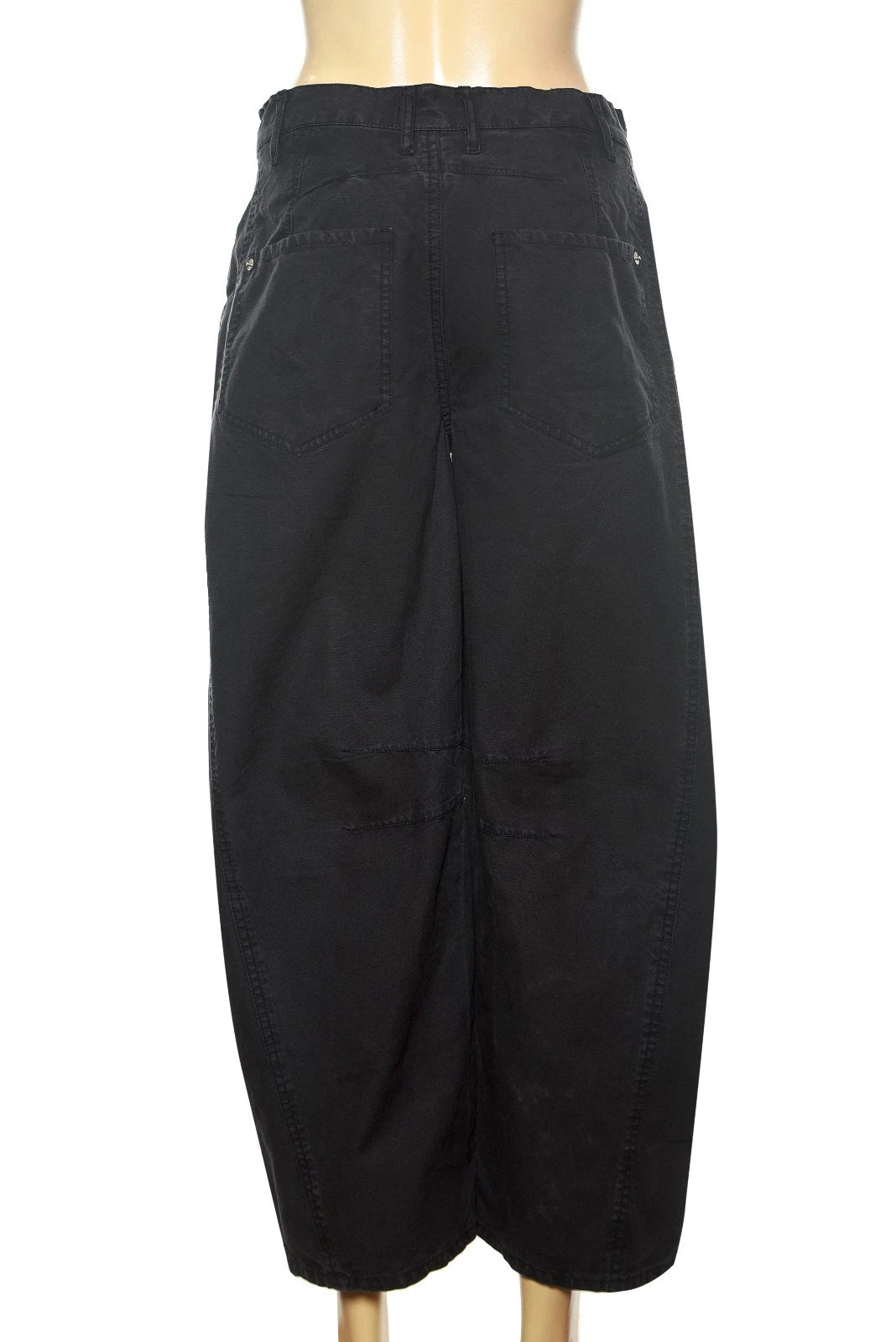 Free People We The Free Good Luck Mid-Rise Barrel Jeans – back view black