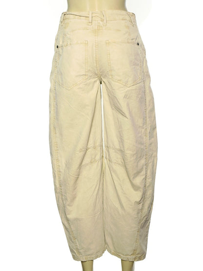 Free People We The Free Good Luck Mid-Rise Barrel Jeans – back view yellow