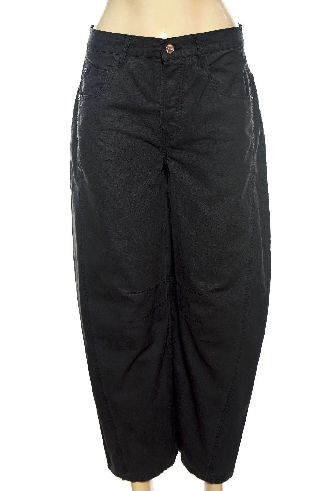 Free People We The Free Good Luck Mid-Rise Barrel Jeans – front view black