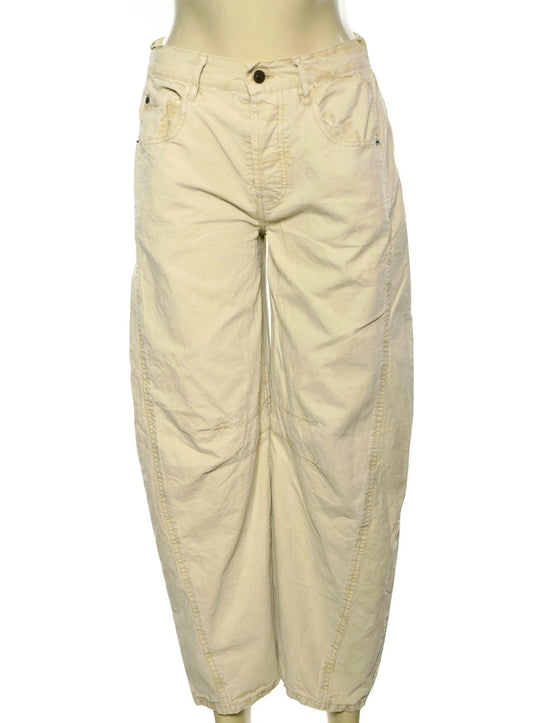 Free People We The Free Good Luck Mid-Rise Barrel Jeans – front view yellow