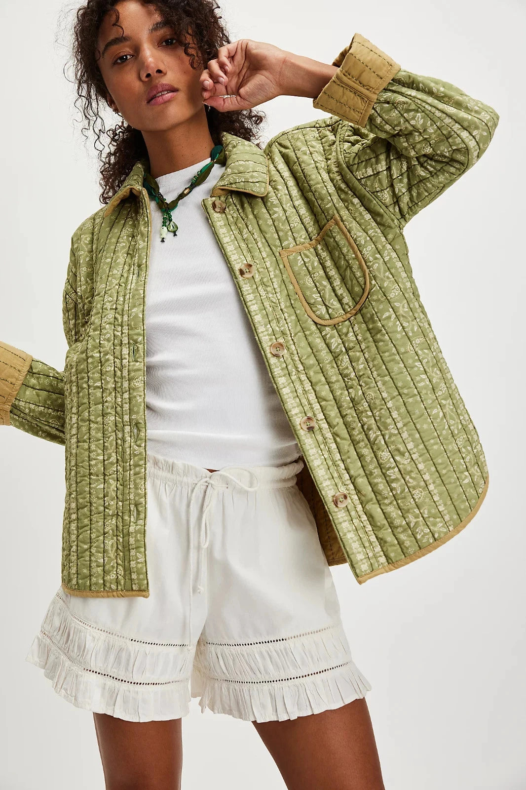 Free People Alexie Jacket – front on model green