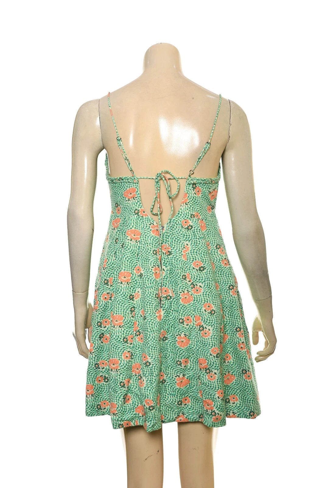 Free People Altura Printed Mini Dress – back view green