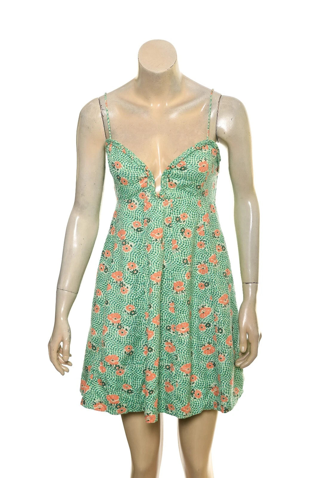 Free People Altura Printed Mini Dress – front view green