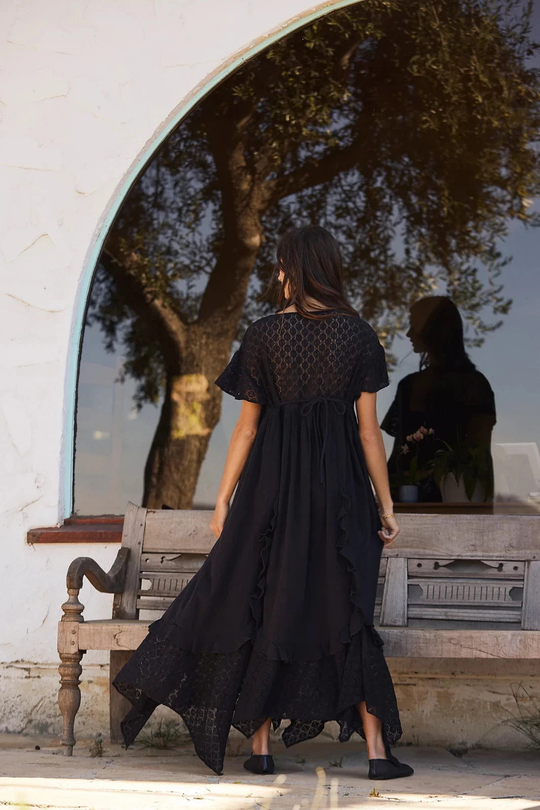 Free People Bring The Romance Midi Dress – back on model blue