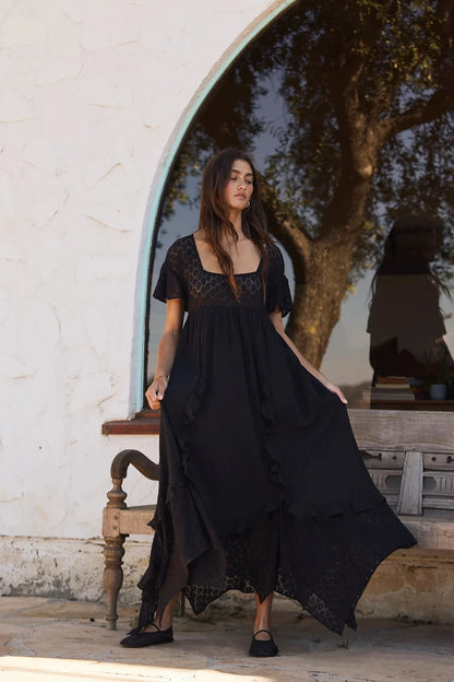 Free People Bring The Romance Midi Dress – front on model blue