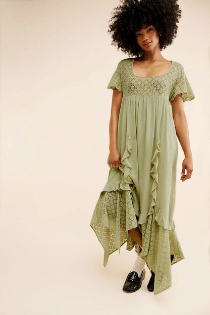 Free People Bring The Romance Midi Dress – front on model green