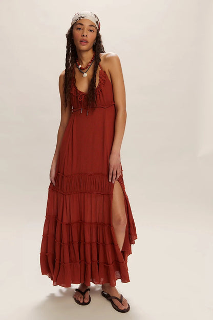 Free people Burst Of Bliss Maxi Dress – front on model brown