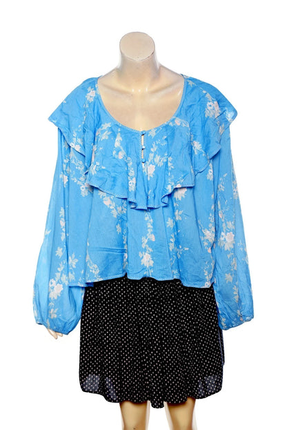 Free People Camilla Printed Blouse – front view blue
