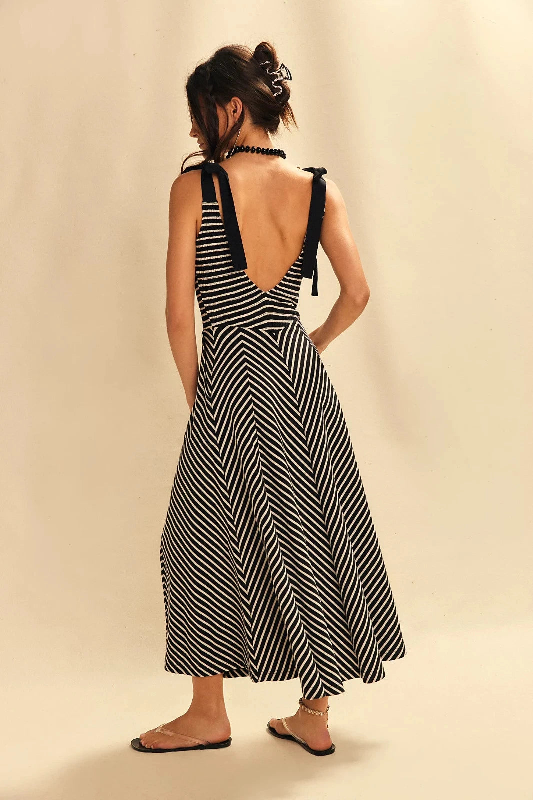 Free People Cecelia Midi Dress – back on model black