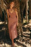 Free People Cecelia Midi Dress – front on model brown