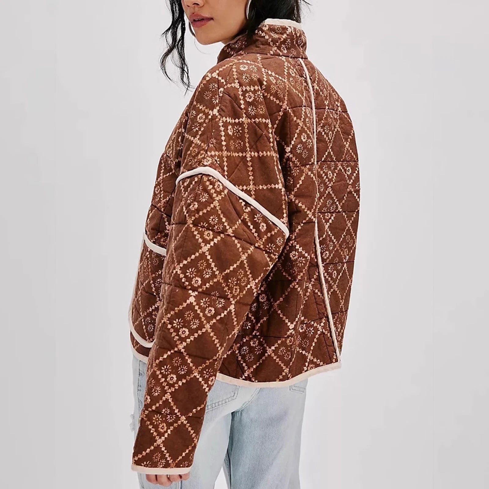 Free People Chloe Jacket – back on model brown