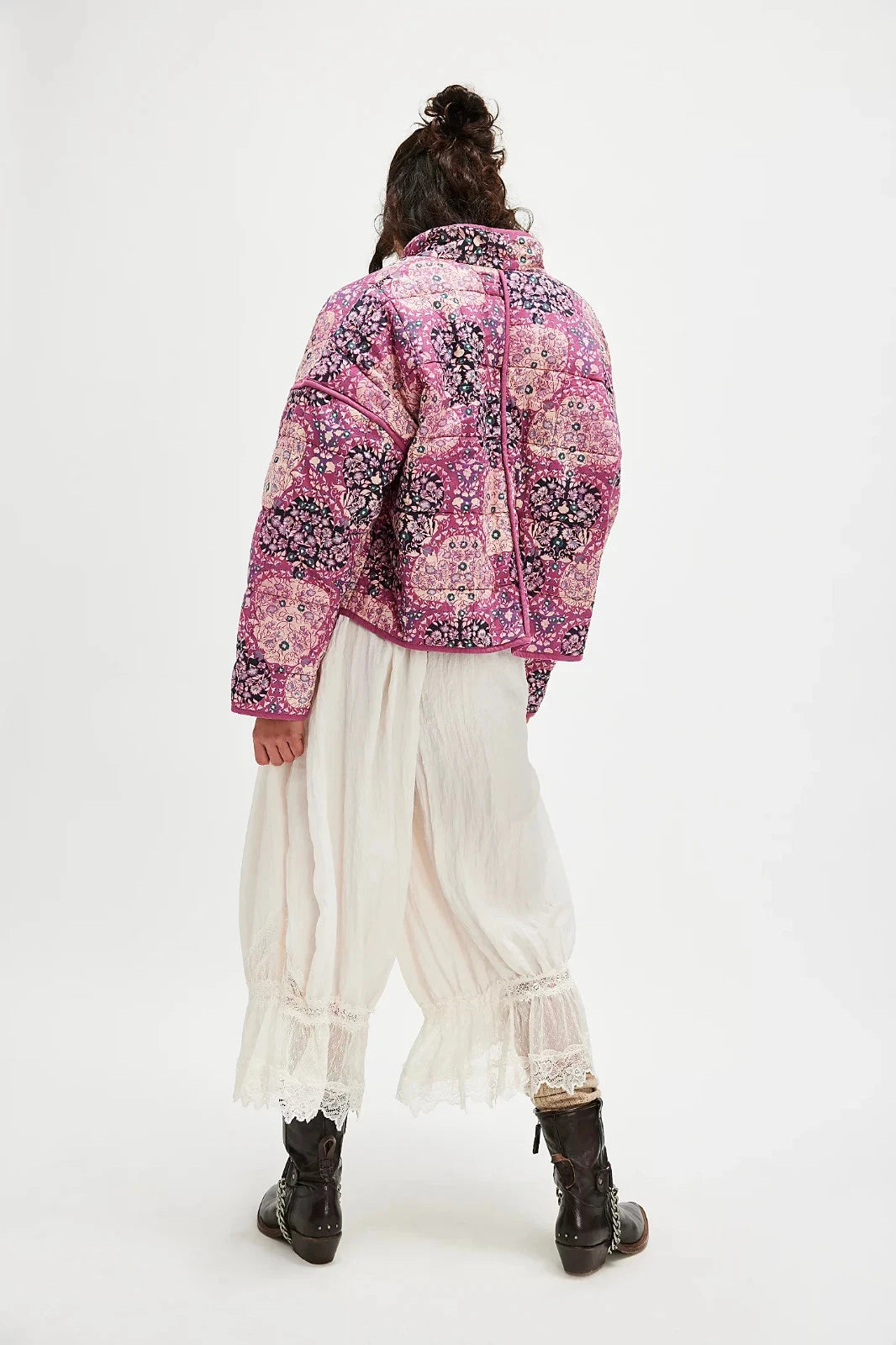 Free People Chloe Jacket – back on model pink