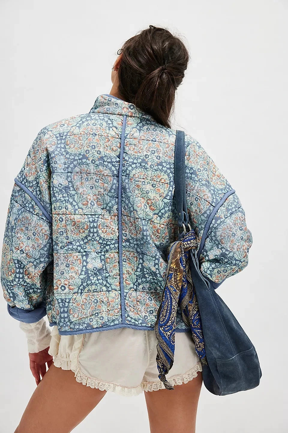 Free People Chloe Jacket – back on model sky blue